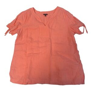 Talbots Women's Coral Tie Sleeve 100% Linen Top Medium